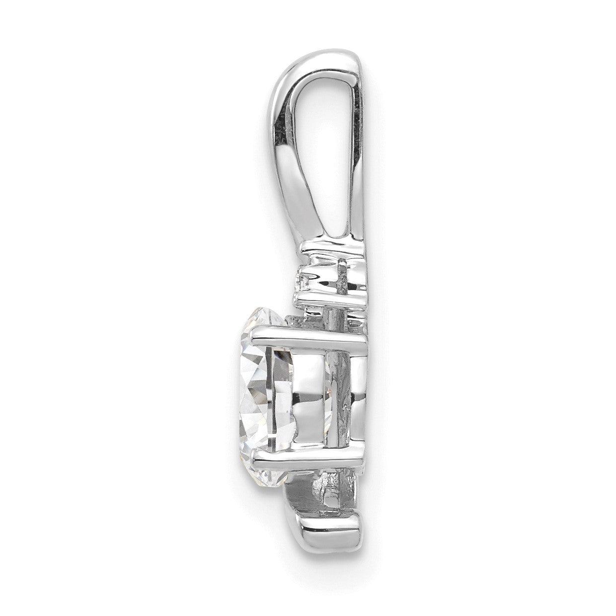14k White Gold 6x4 Oval April/White Topaz and Diamond Pendant