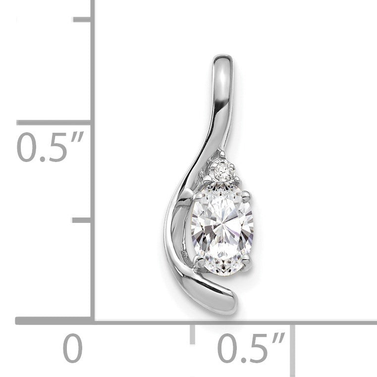 14k White Gold 6x4 Oval April/White Topaz and Diamond Pendant