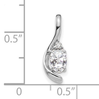 14k White Gold 6x4 Oval April/White Topaz and Diamond Pendant