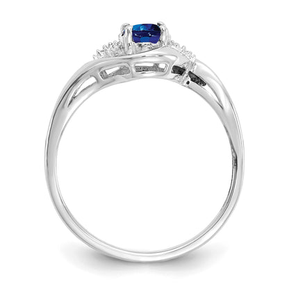 14k White Gold 6x4 Oval September/Sapphire and Diamond Ring