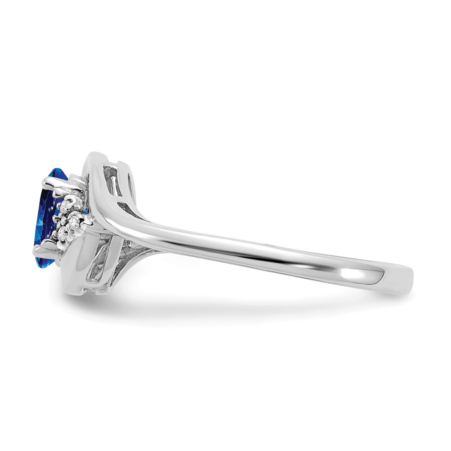 14k White Gold 6x4 Oval September/Sapphire and Diamond Ring