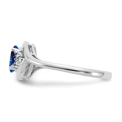14k White Gold 6x4 Oval September/Sapphire and Diamond Ring