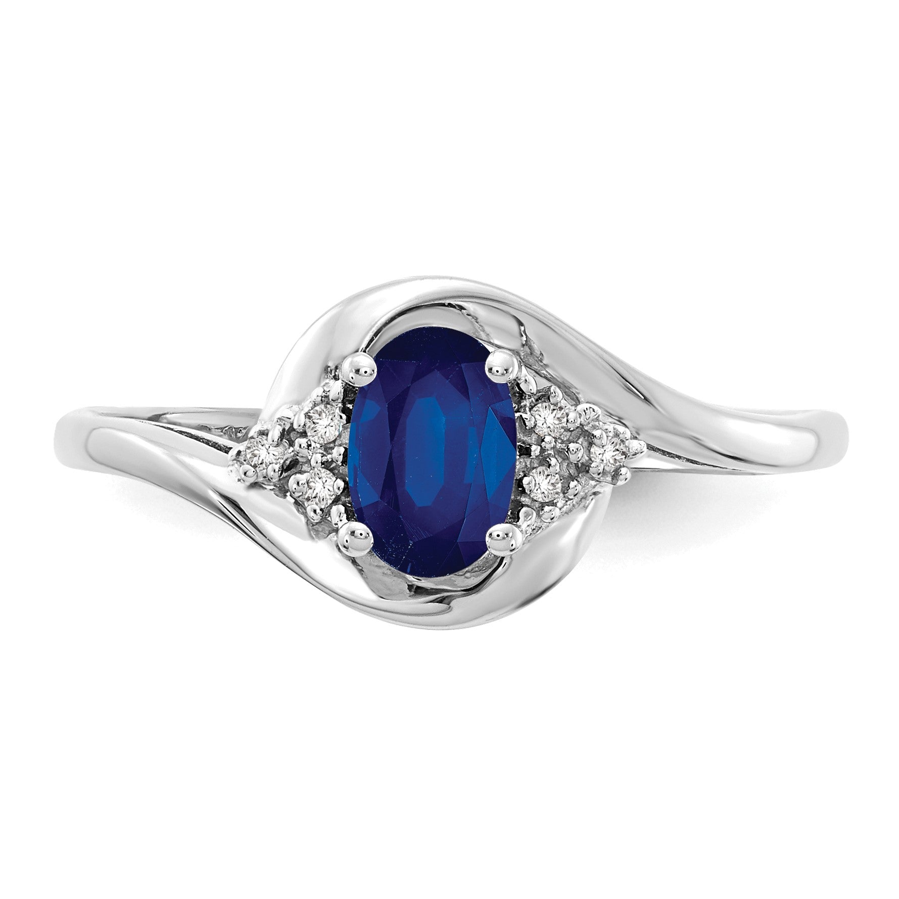 14k White Gold 6x4 Oval September/Sapphire and Diamond Ring