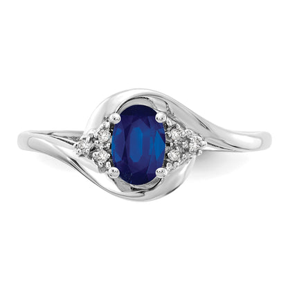 14k White Gold 6x4 Oval September/Sapphire and Diamond Ring