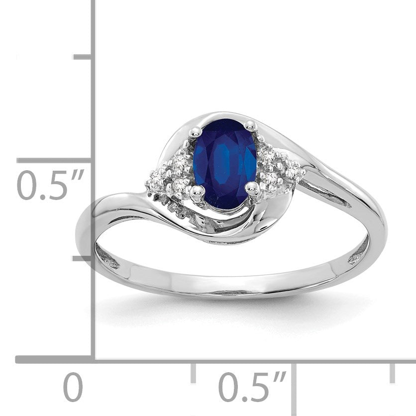14k White Gold 6x4 Oval September/Sapphire and Diamond Ring