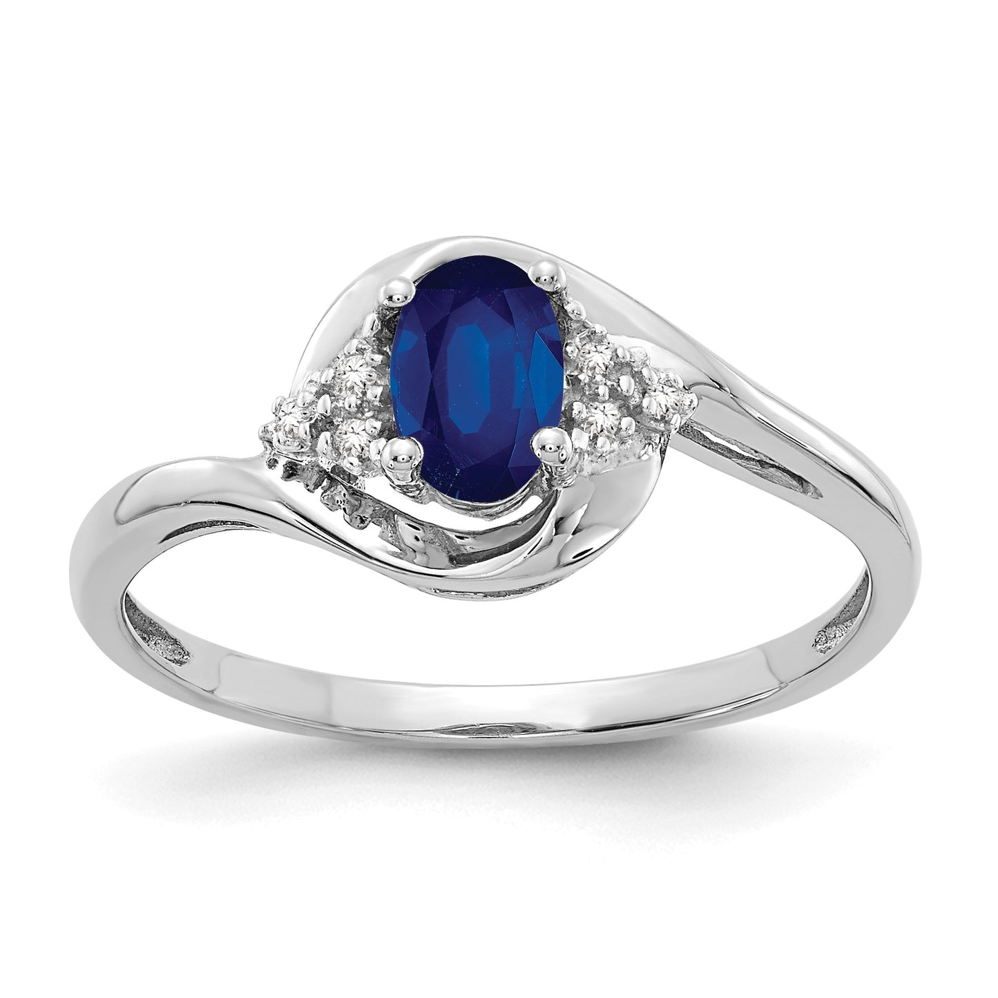 14k White Gold 6x4 Oval September/Sapphire and Diamond Ring