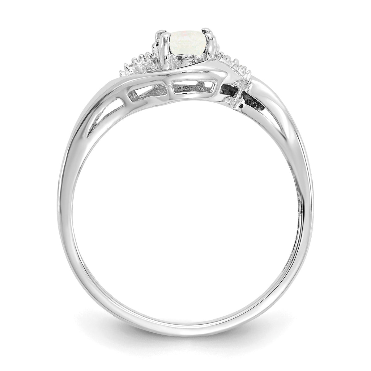 14k White Gold 6x4 Oval October/Opal and Diamond Ring