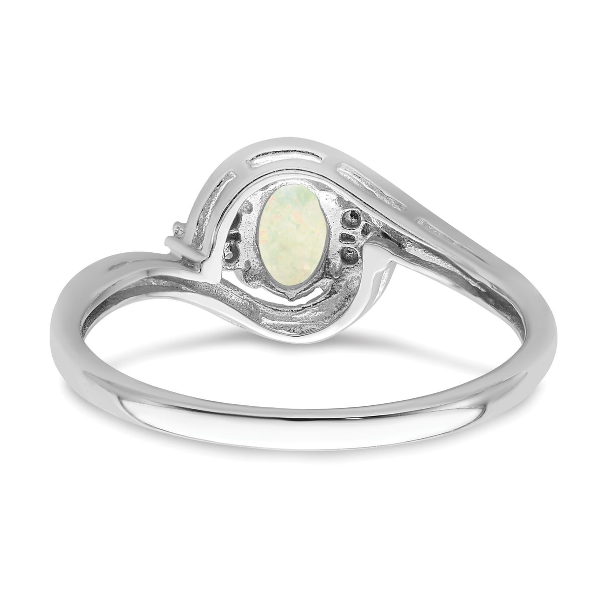 14k White Gold 6x4 Oval October/Opal and Diamond Ring