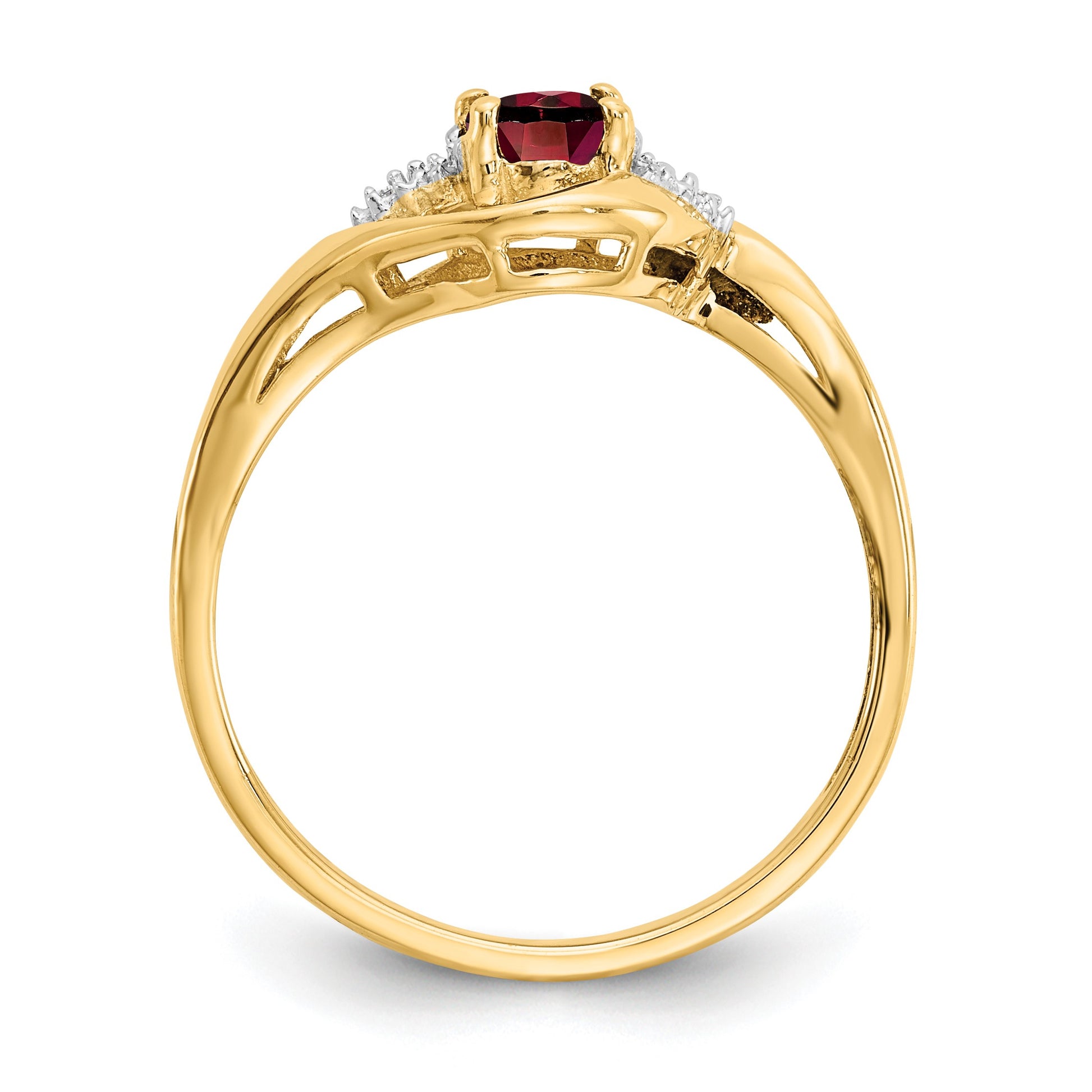 14k 6x4 Oval January/Garnet and Diamond Ring