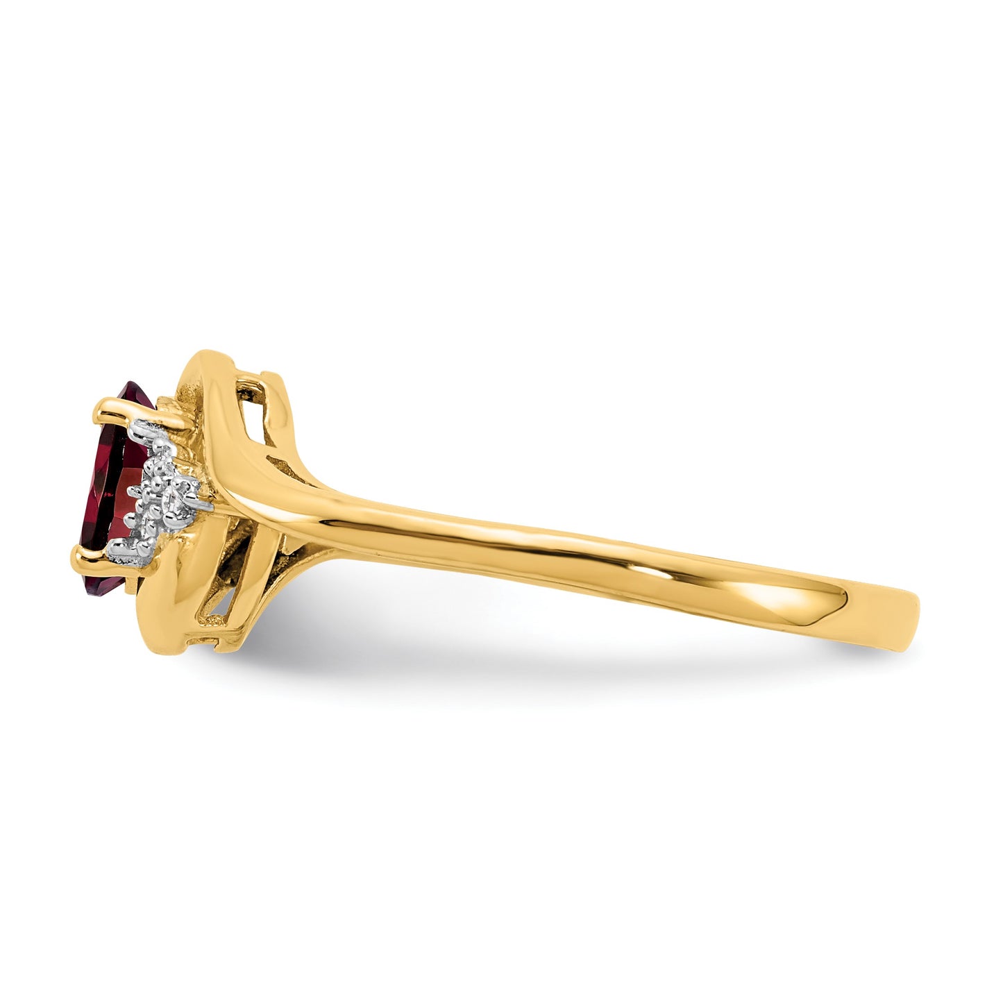 14k 6x4 Oval January/Garnet and Diamond Ring