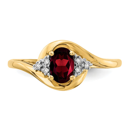 14k 6x4 Oval January/Garnet and Diamond Ring