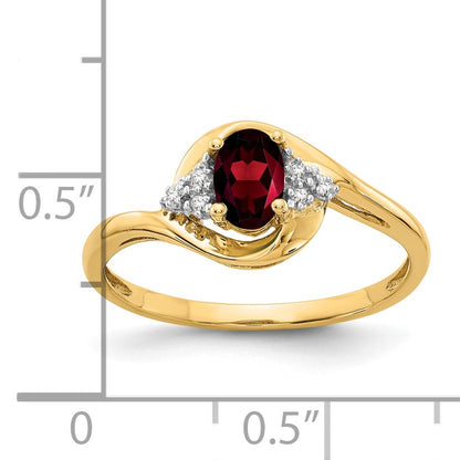 14k 6x4 Oval January/Garnet and Diamond Ring