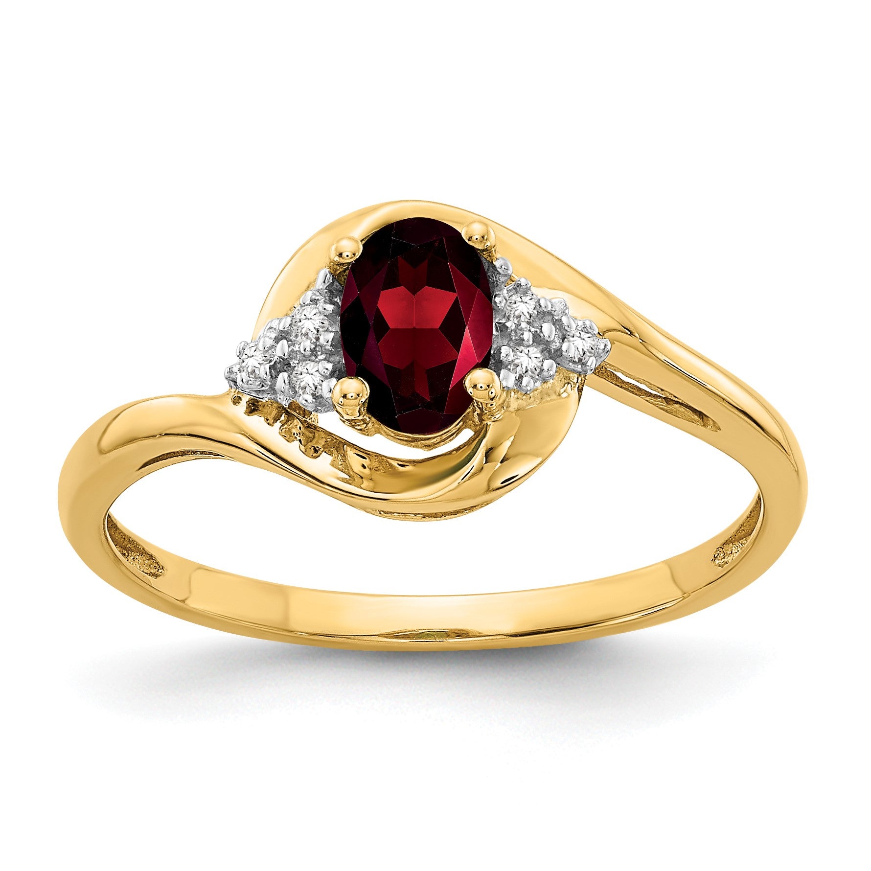 14k 6x4 Oval January/Garnet and Diamond Ring