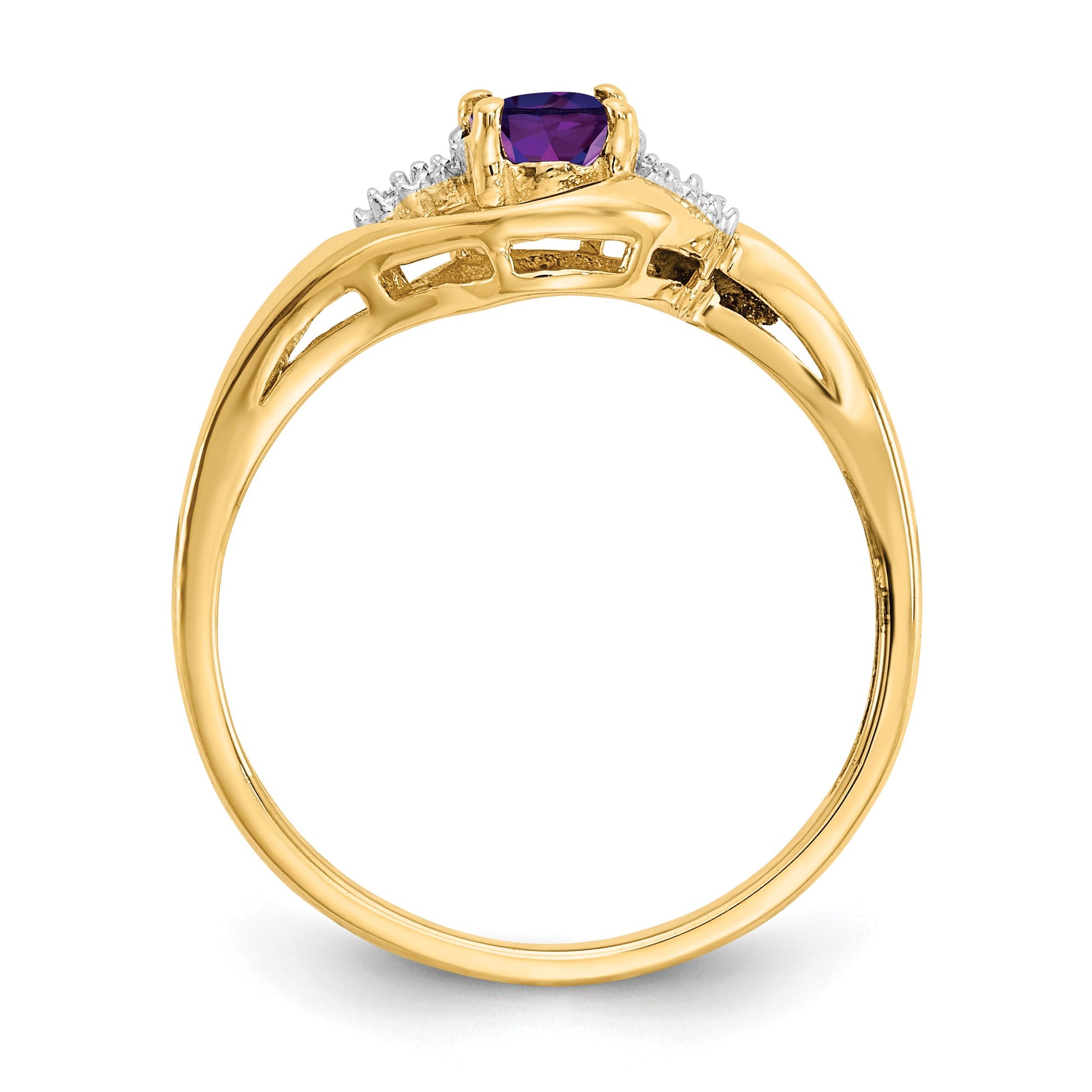 14k 6x4 Oval February/Amethyst and Diamond Ring