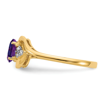 14k 6x4 Oval February/Amethyst and Diamond Ring