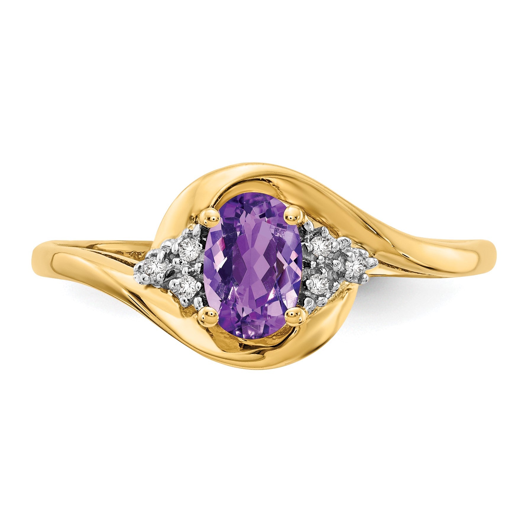 14k 6x4 Oval February/Amethyst and Diamond Ring