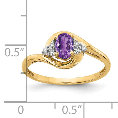 14k 6x4 Oval February/Amethyst and Diamond Ring