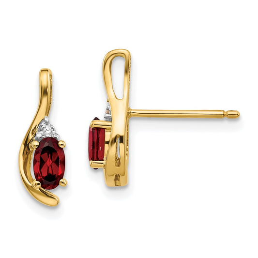 14k Garnet and Diamond Post Earrings