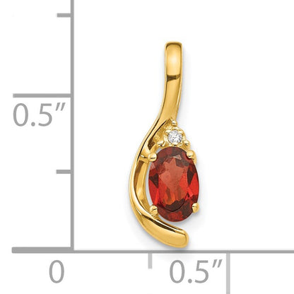 14k 6x4 Oval January/Garnet and Diamond Pendant