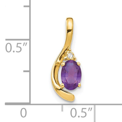 14k 6x4 Oval February/Amethyst and Diamond Pendant