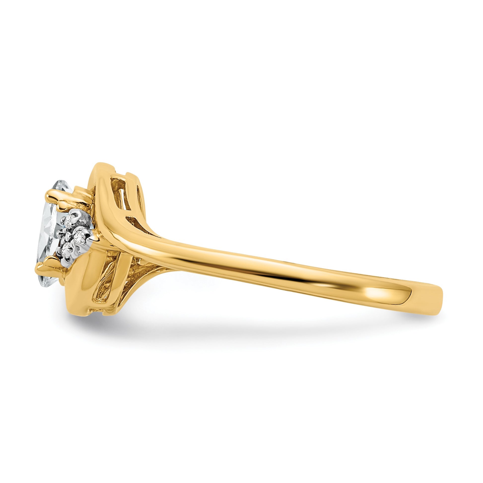 14k 6x4 Oval April/White Topaz and Diamond Ring