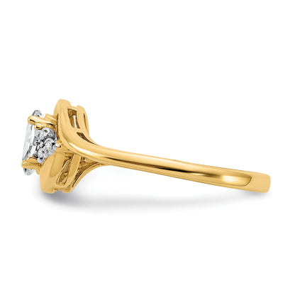 14k 6x4 Oval April/White Topaz and Diamond Ring
