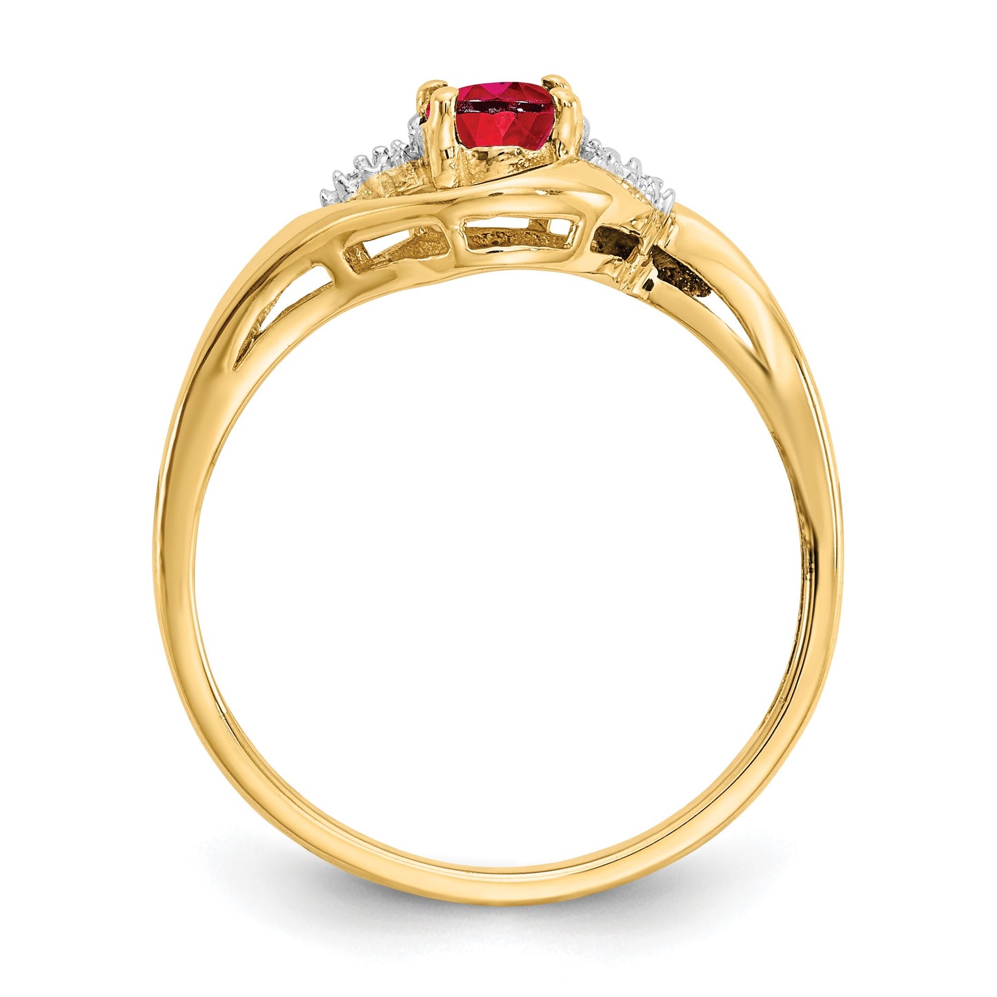 14k 6x4 Oval July/Ruby and Diamond Ring