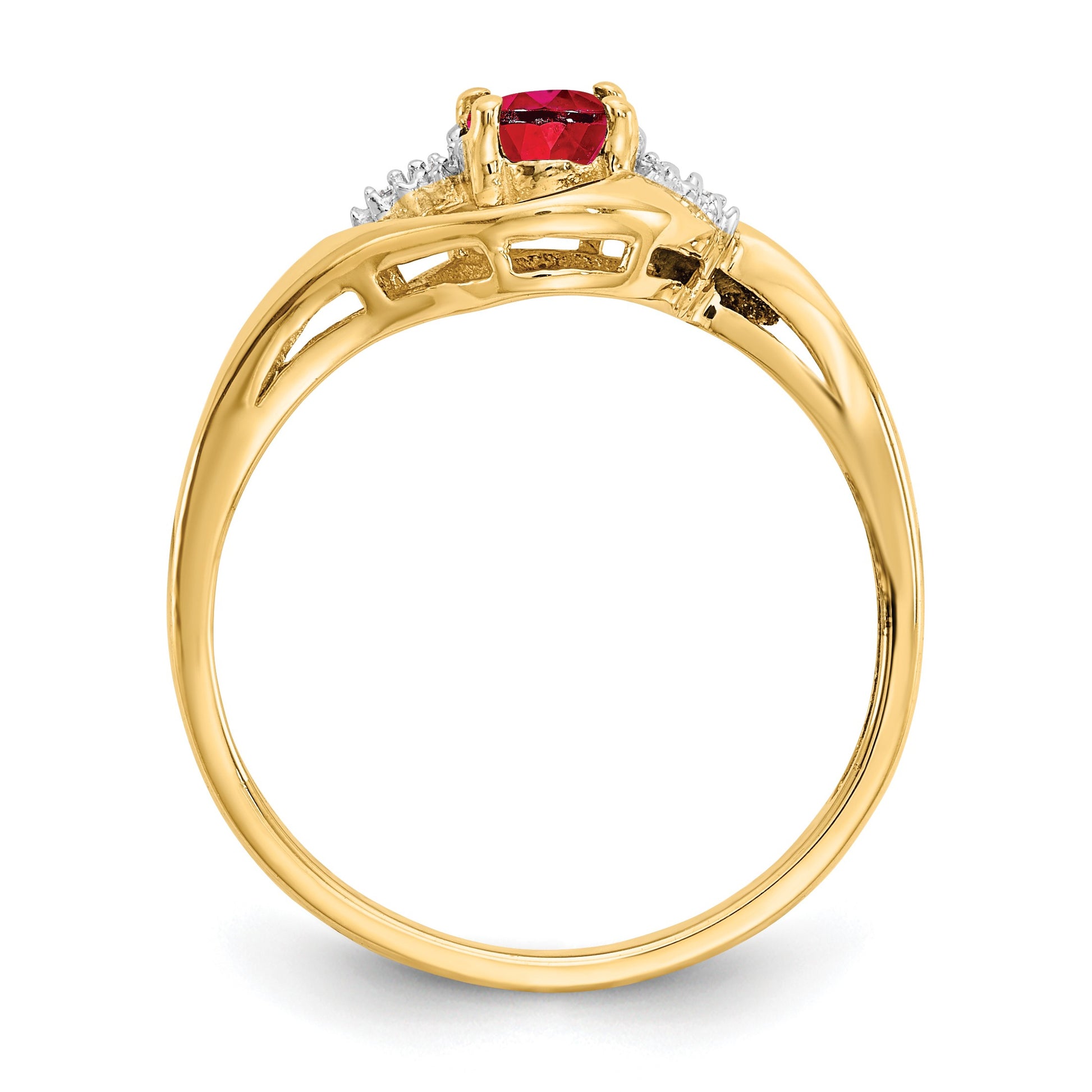 14k 6x4 Oval July/Ruby and Diamond Ring
