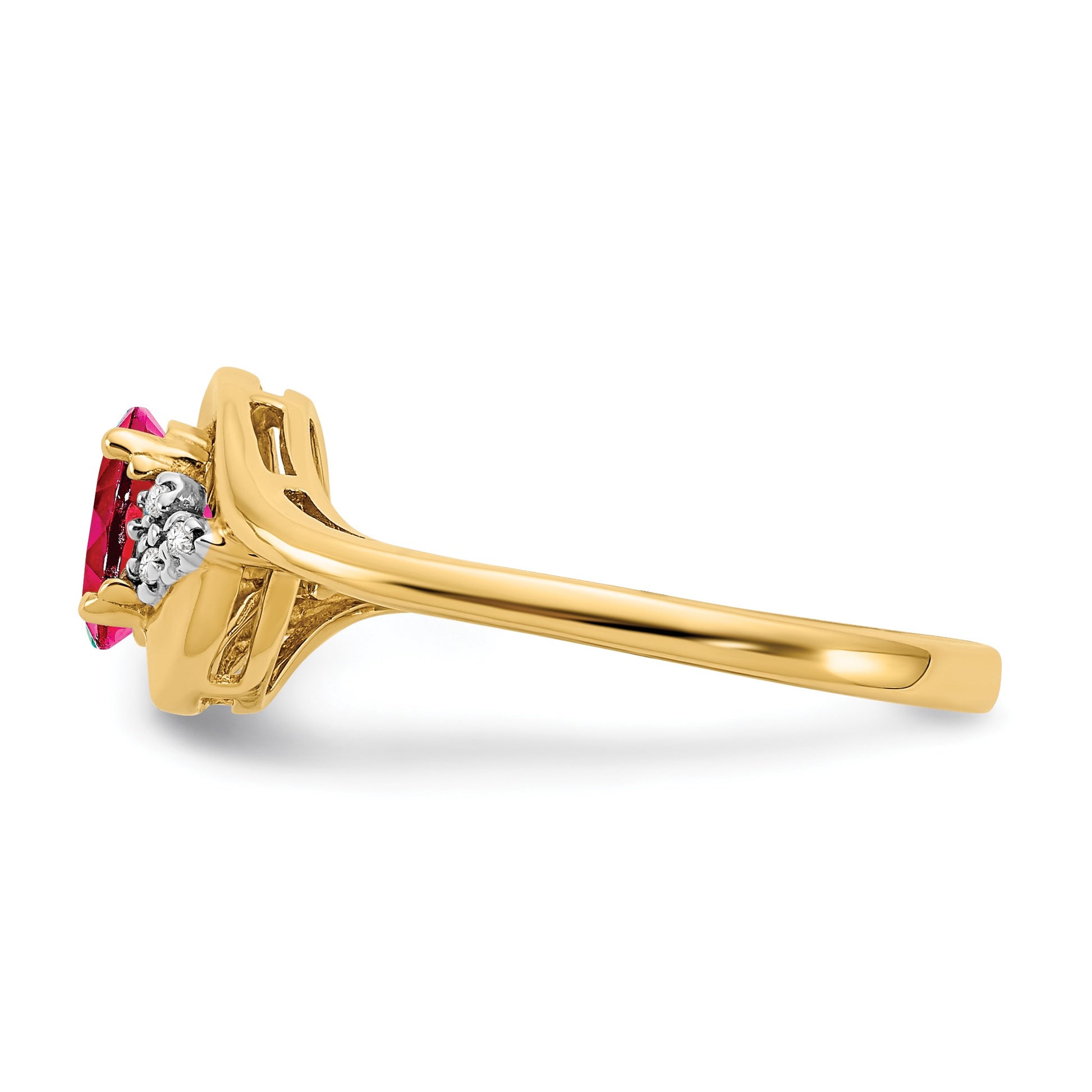 14k 6x4 Oval July/Ruby and Diamond Ring