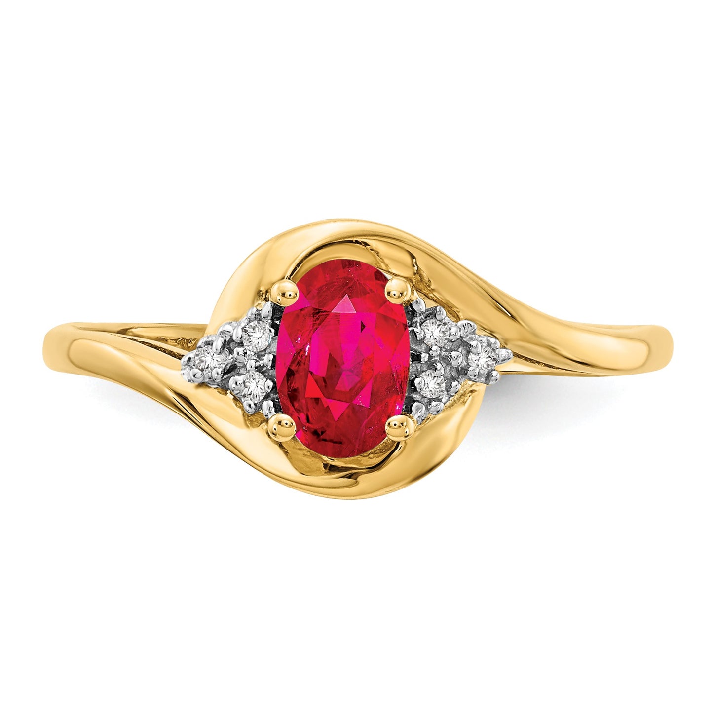 14k 6x4 Oval July/Ruby and Diamond Ring