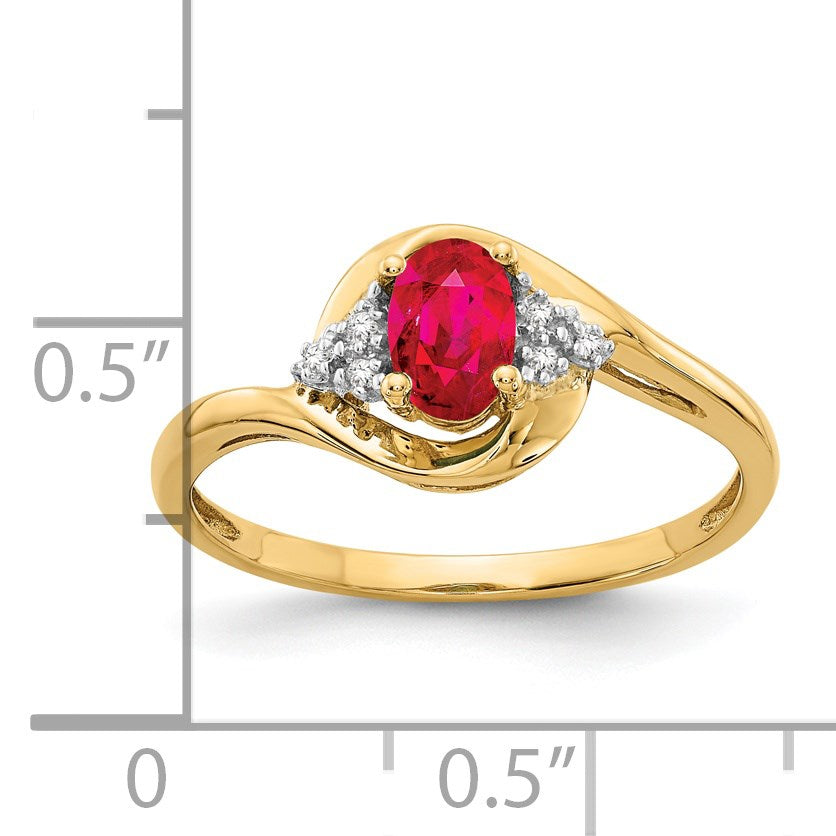 14k 6x4 Oval July/Ruby and Diamond Ring