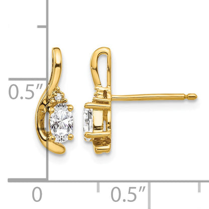 14k 5x3 Oval April/White Topaz and Diamond Post Earrings