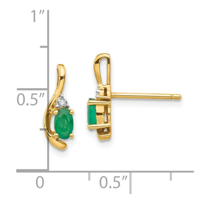 14k Emerald and Diamond Post Earrings