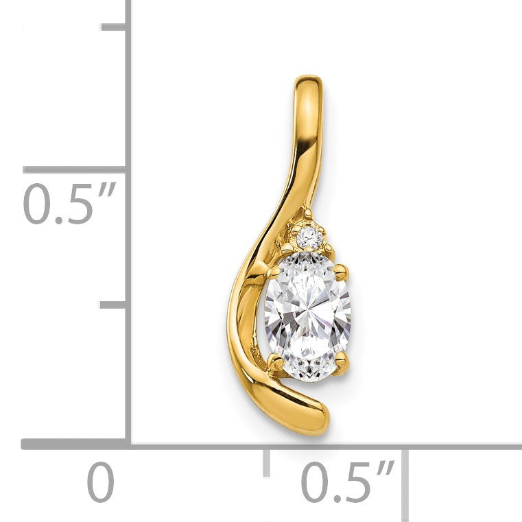 14k 6x4 Oval April/White Topaz and Diamond Pendant