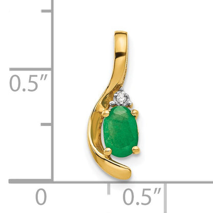 14k 6x4 Oval May/Emerald and Diamond Pendant