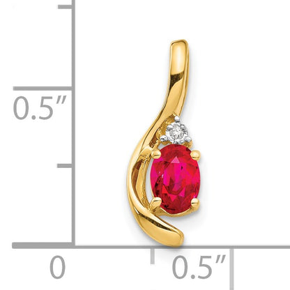 14k 6x4 Oval July/Ruby and Diamond Pendant