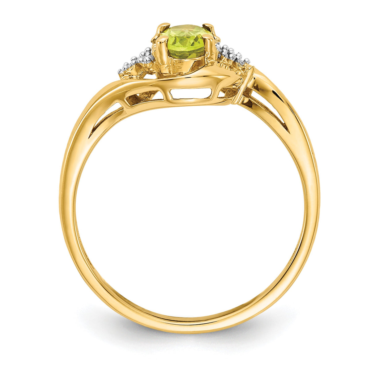 14k 6x4 Oval August/Peridot and Diamond Ring