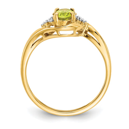 14k 6x4 Oval August/Peridot and Diamond Ring