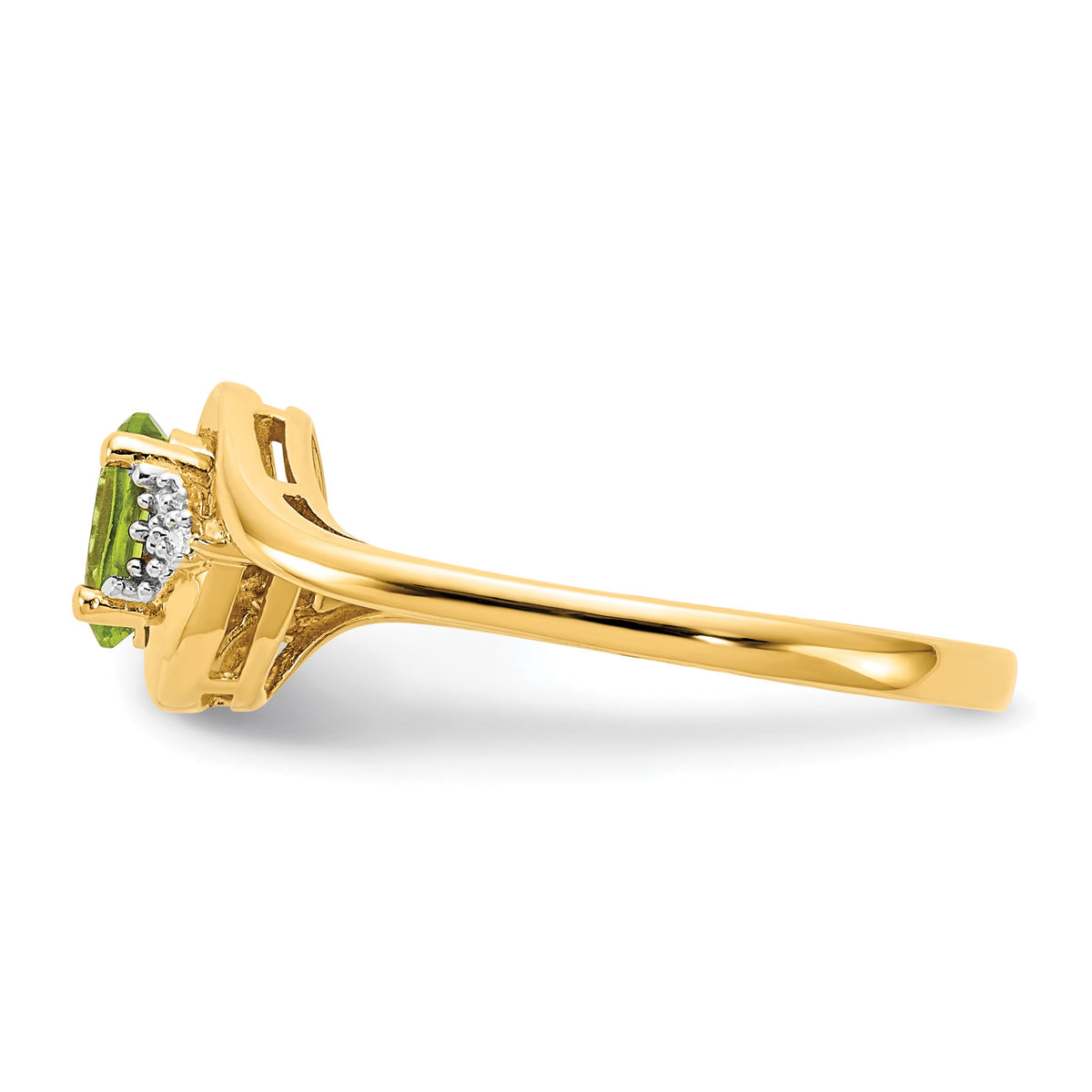 14k 6x4 Oval August/Peridot and Diamond Ring