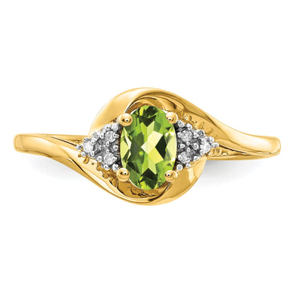 14k 6x4 Oval August/Peridot and Diamond Ring
