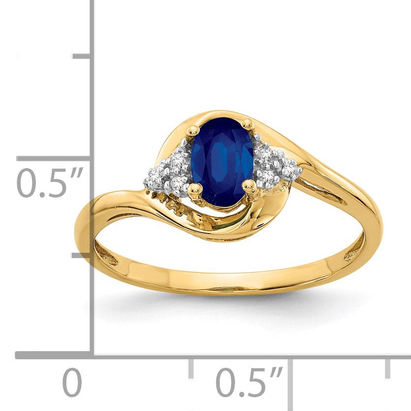 14k 6x4 Oval September/Sapphire and Diamond Ring