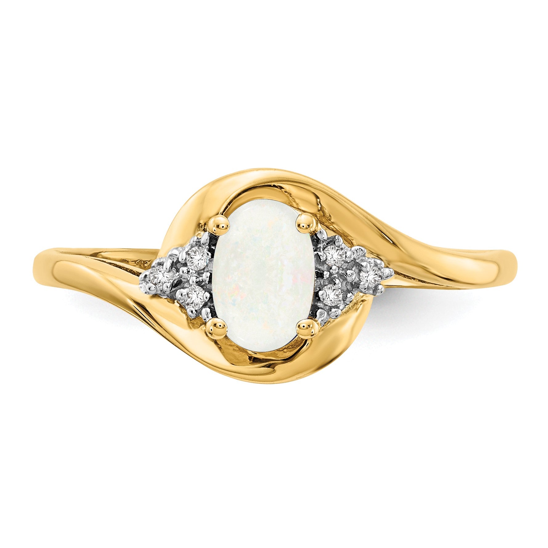 14k 6x4 Oval October/Opal and Diamond Ring