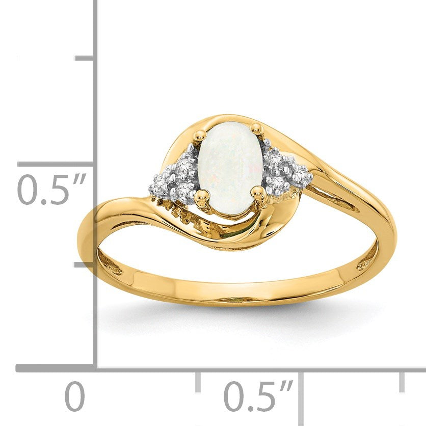 14k 6x4 Oval October/Opal and Diamond Ring
