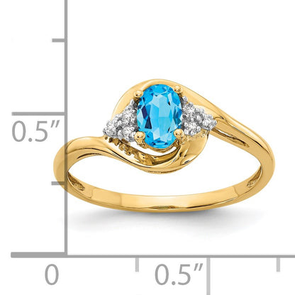 14k 6x4 Oval December/Blue Topaz and Diamond Ring