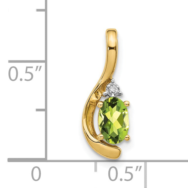 14k 6x4 Oval August/Peridot and Diamond Pendant