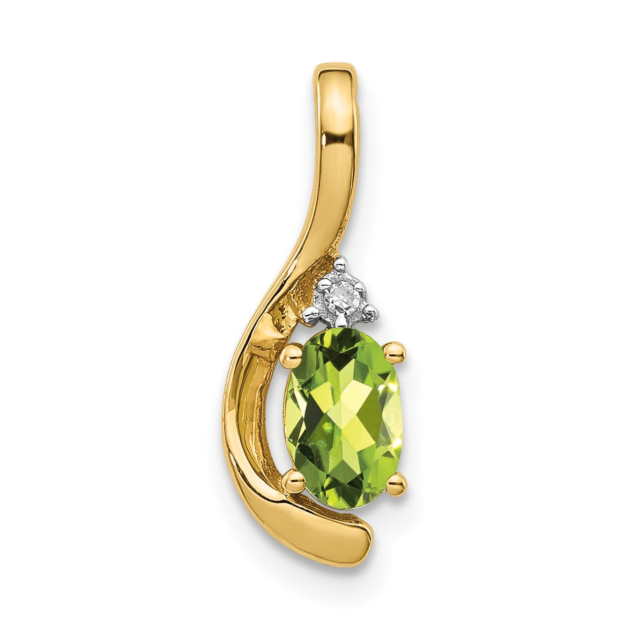 14k 6x4 Oval August/Peridot and Diamond Pendant