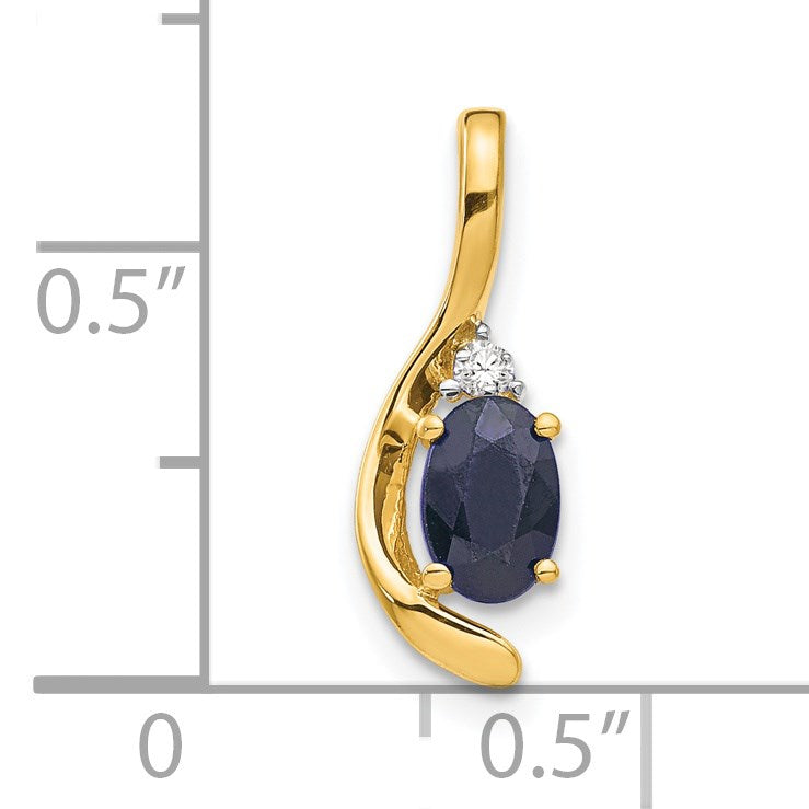 14k 6x4 Oval September/Sapphire and Diamond Pendant