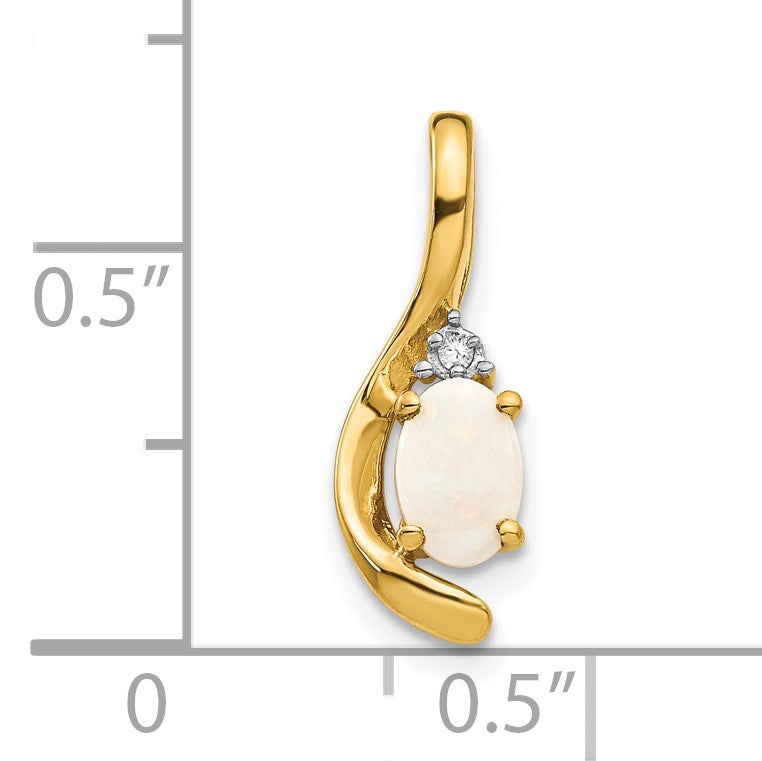 14k 6x4 Oval October/Opal and Diamond Pendant
