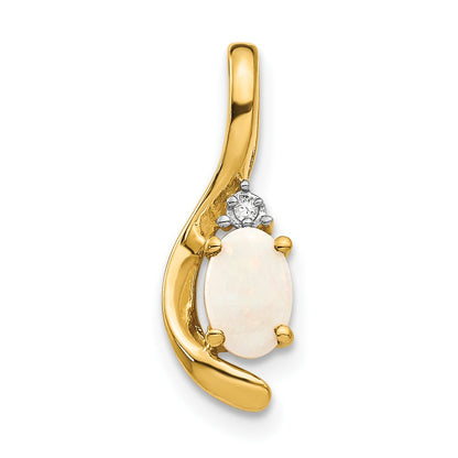 14k 6x4 Oval October/Opal and Diamond Pendant