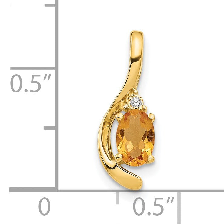 14k 6x4 Oval November/Citrine and Diamond Pendant